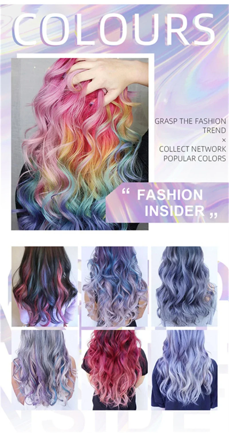 Description Picture 4 of item13 Washable Non-toxic DIY Hair Wax Blue Grey Purple Colors One-off Hairs Color Disposable Hair Coloured Mascara Beauty Tool