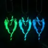 Colar de pingente de cabeça de lobo luminoso colorido criativo para homens moda legal fluorescente ártico lobo rei totem corrente hip-hop acessórios de joias masculinos presente de festa para marido e filho 2