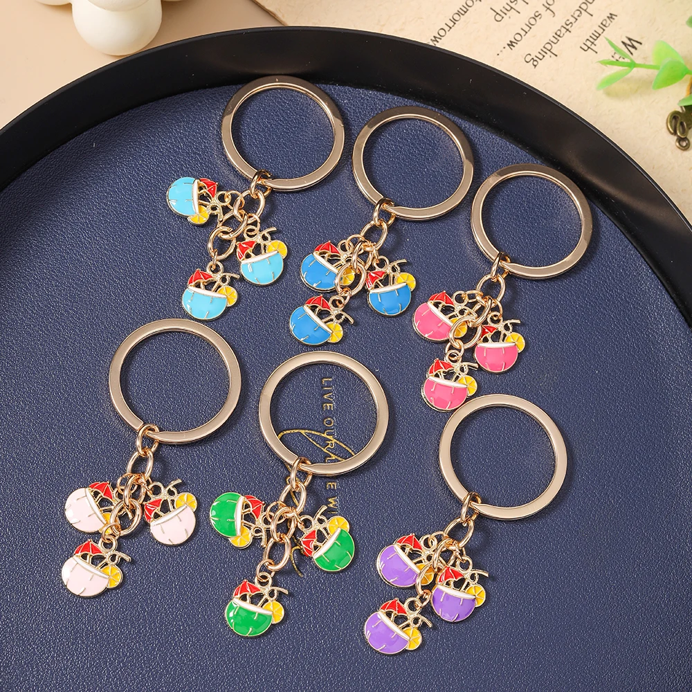 Aihua Niedlicher Kokosnuss-Schlüsselanhänger Sommer Strand Früchte Saft Schlüsselring Anhänger für Frauen Mädchen Handtaschen-Deko DIY Handgemachter Schmuck Geschenke