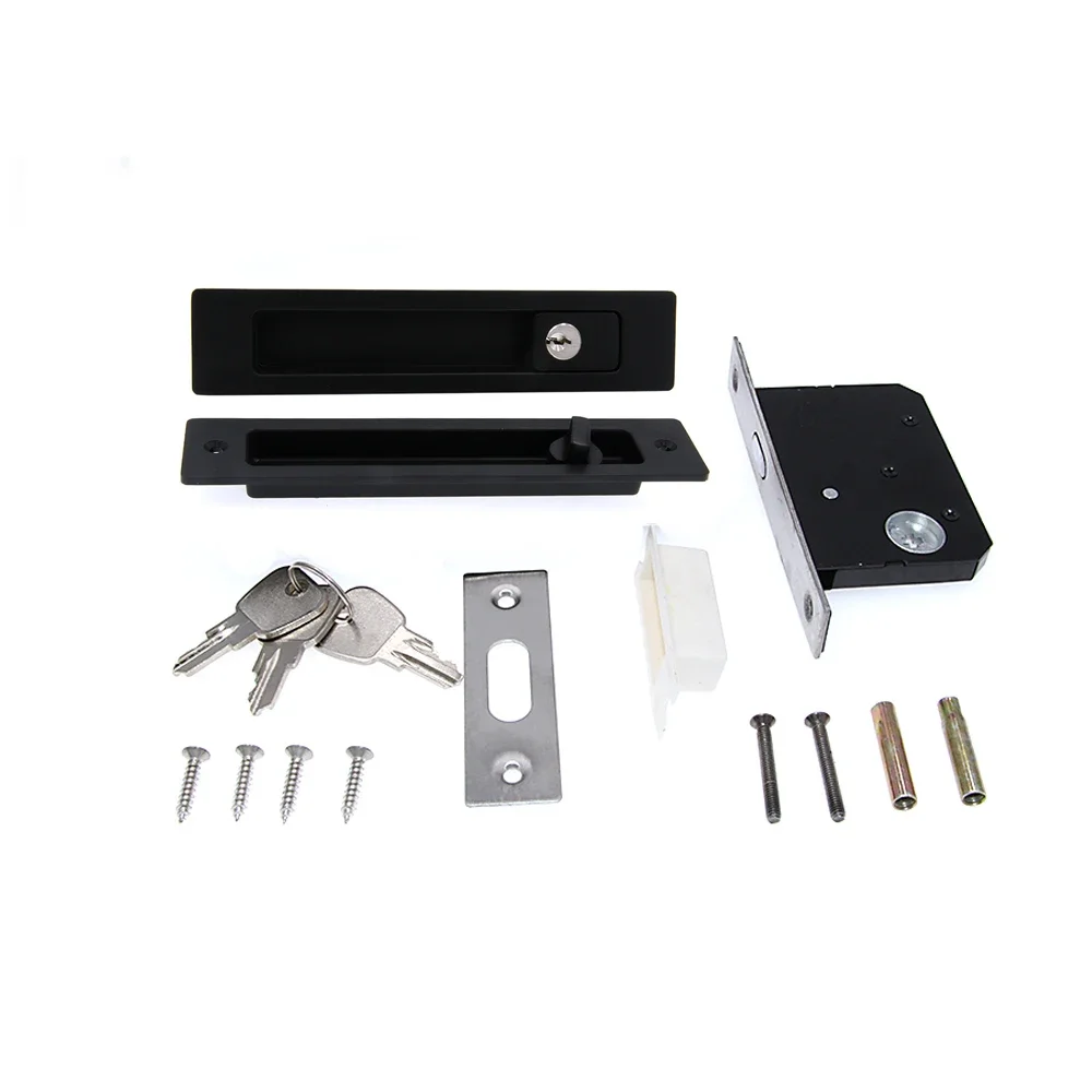 LWZH Sliding Door Lock Interior Wooden Pocket Alloy Steel Door Lock Latch Invisible Indoor Single Side Key