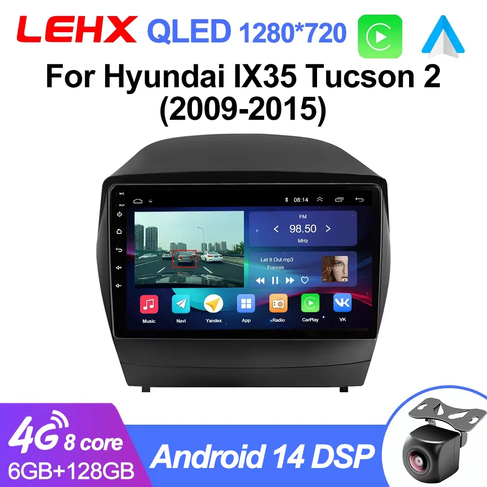 LEHX 자동차 라디오 멀티미디어 비디오 플레이어 안드로이드 14 2 din CarPlay 자동 DVD For Hyundai Tucson 2 LM Ix35 2009 - 2015 autoradio GPS