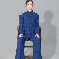 Costume Tai Chi Kung Fu en coton doux pour hommes et femmes, uniforme d'arts martiaux, veste et pantalon Wing Chun 5