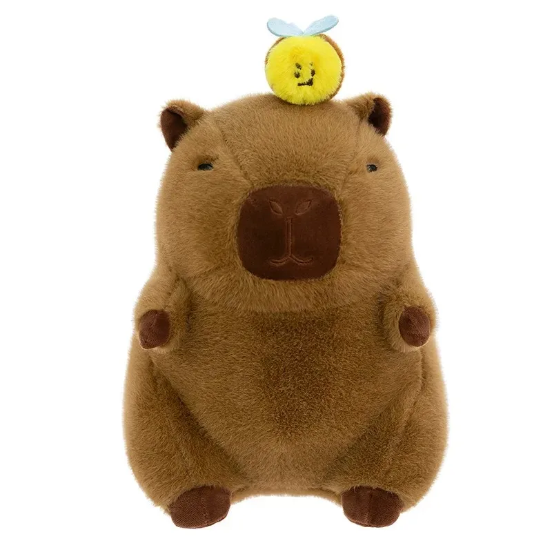 23cm Super Cute Capybara with Bee Capibara Plush Doll Giant Kawaii Stuffed Animal Doll Children Kids Birthday Gift Toys