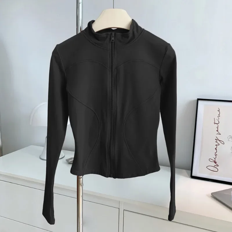 Women's Yoga Suit High-end Standing Collar Long Sleeved Sports Jacket Running Training Fitness Top Windproof Running Suit