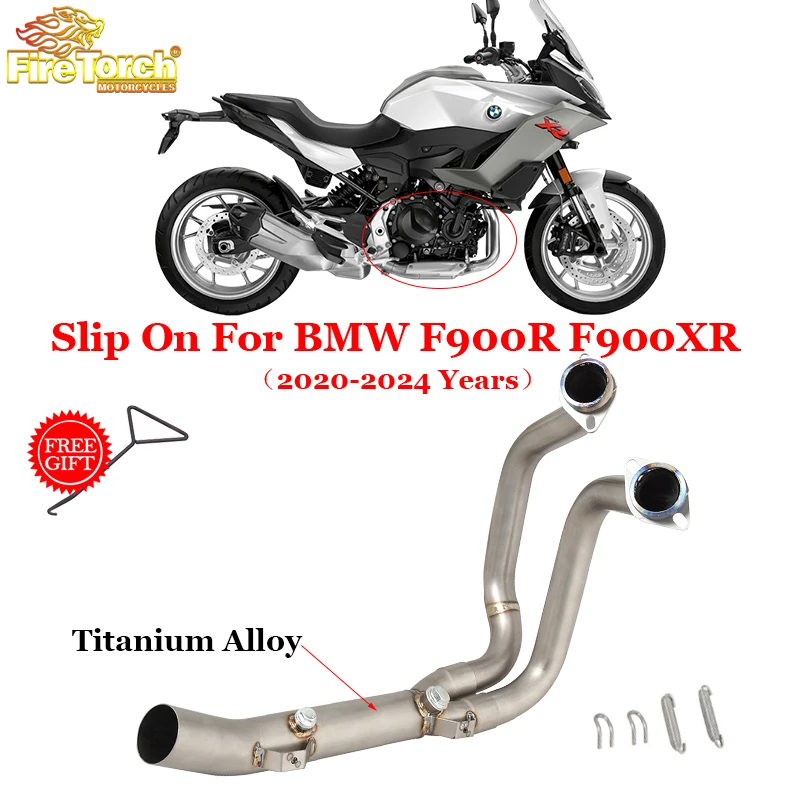 

Motorcycle Exhaust Titanium Front Link Pipe Carbon Fiber Anti Scalding Cover For BMW F 900 R F900R F900XR F900 R XR 2020 - 2024