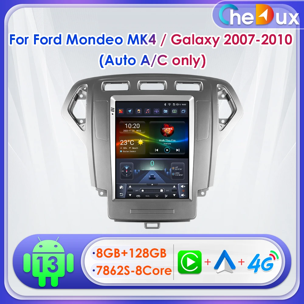 

Автомагнитола Chedux, 2Din, 9,7 дюйма, Android 13, для Ford Mondeo MK4 Galaxy 2007-2010, авто AC CarPlay DSP RDS, GPS-навигация, мультимедиа UI7862