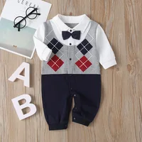 Newborn Baby Romper 2023 Fall Long Sleeves Bowtie Style Bebe Boy Girl  Clothes Little Gentle Man Penguin Infant Babe Jumpsuits 6