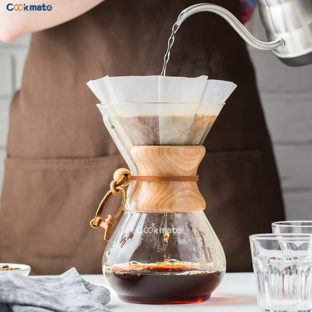 estilo clássico chemex; máquina de café manual para 1-3 pessoas (400ml)