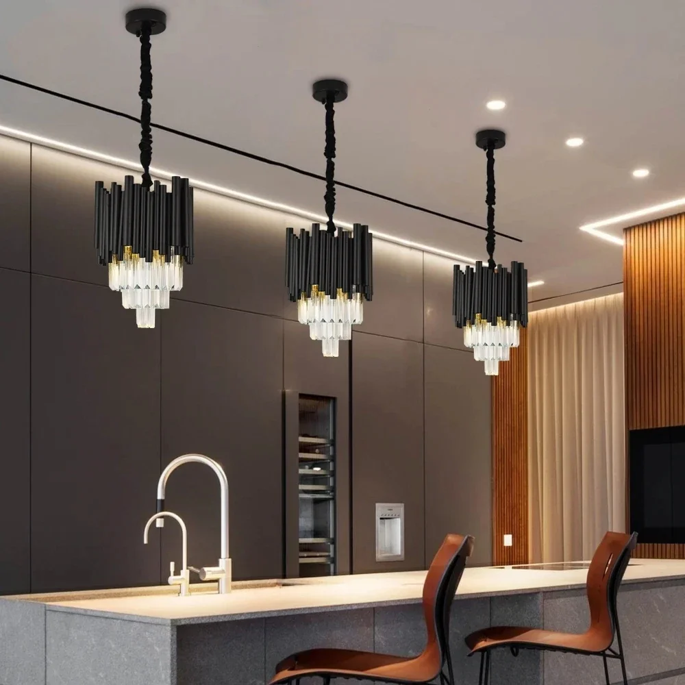 Crystal Hanging Light Kitchen Island Ceiling Chandelier Suspension Pendant Lamp for Dinning Room Table