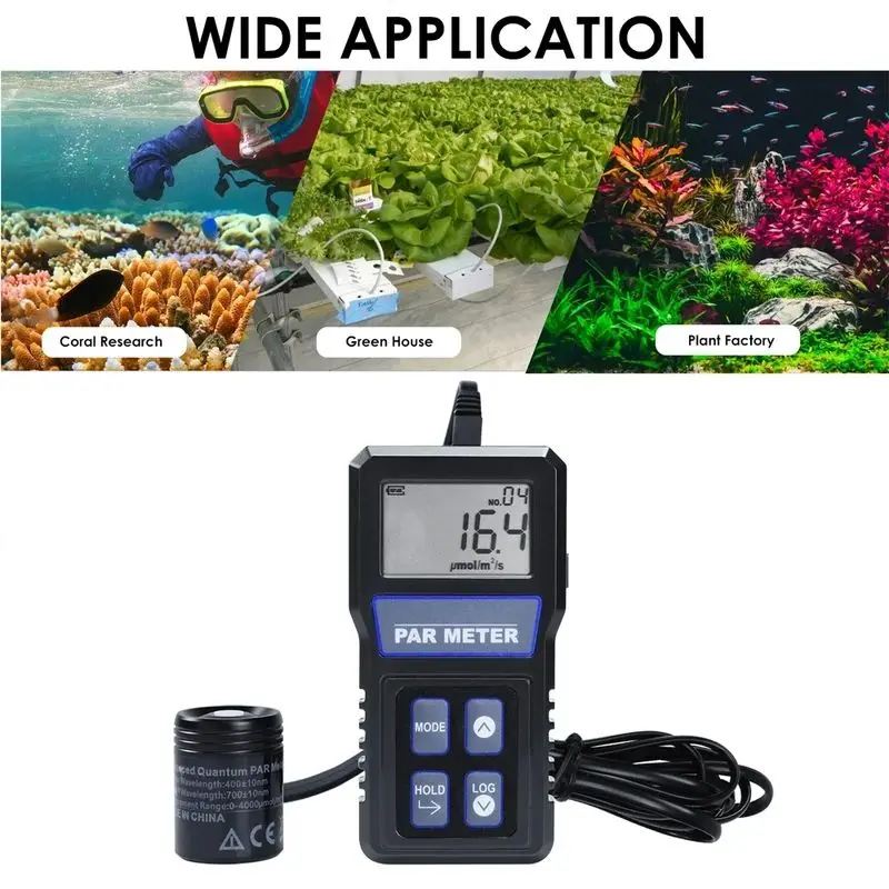 Digital PAR Meter IP68 Waterproof Probe PPFD Tester Full Spectrum Quantum Sensor Photosynthetic Activity For Aquarium Reef Plant
