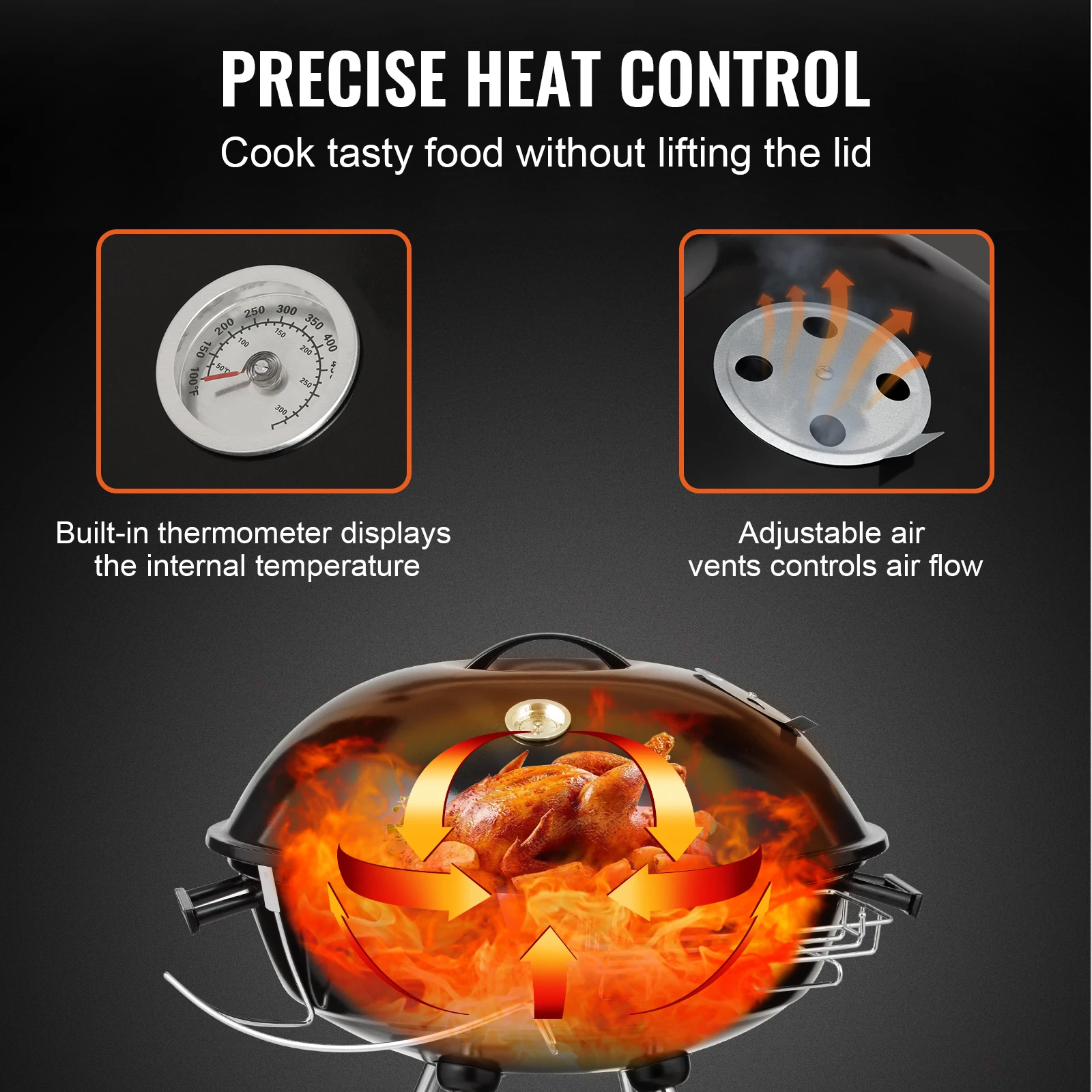 VEVOR Outdoor BBQ Portable Grill Apple Shape Charcoal Grilled Barbecue Heating Stove Multifunction Camping Picnic BBQ Oven