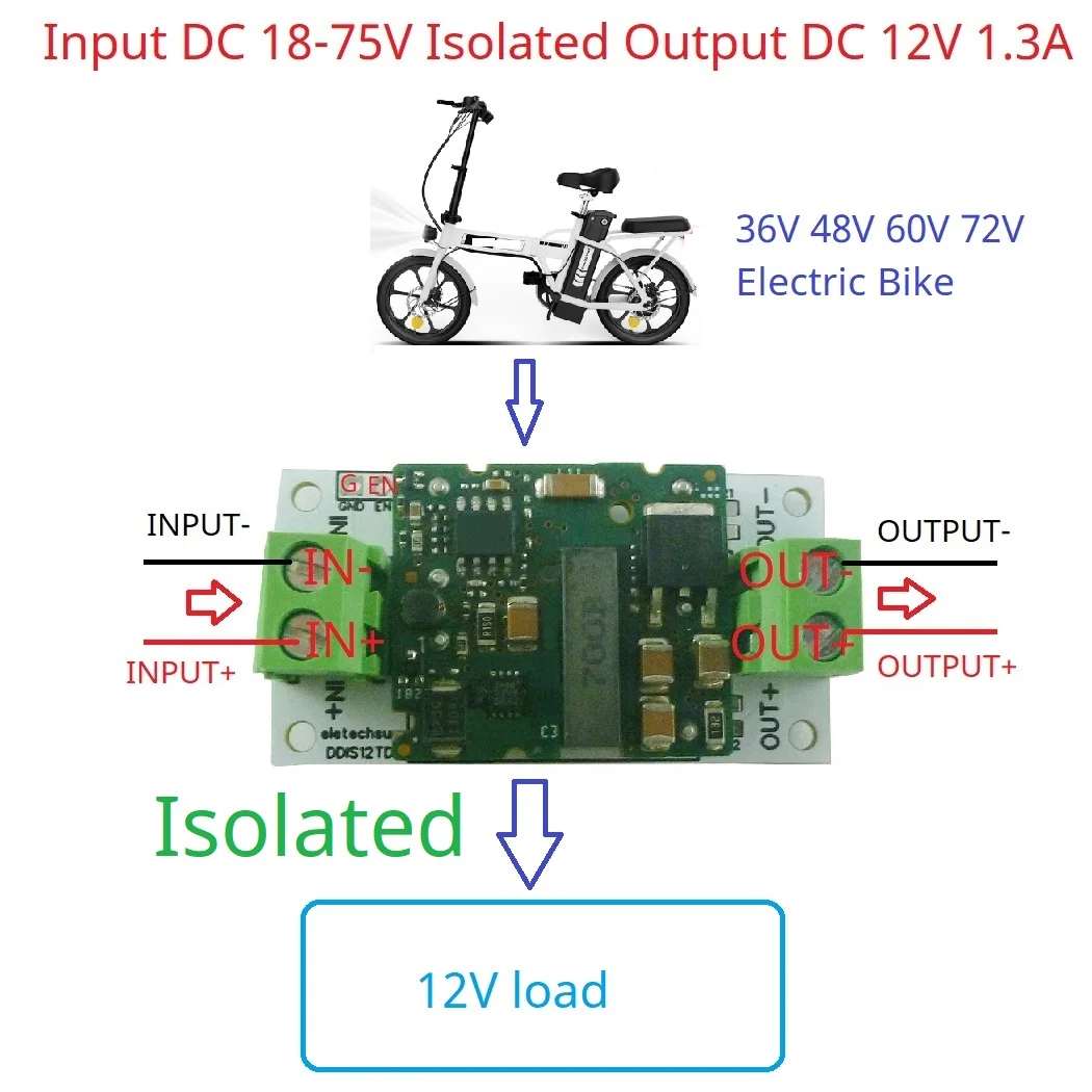 Electric-Bicycle-Isolated-Regulated-Power-Module-DC-36V-48V-60V-to-12V ...
