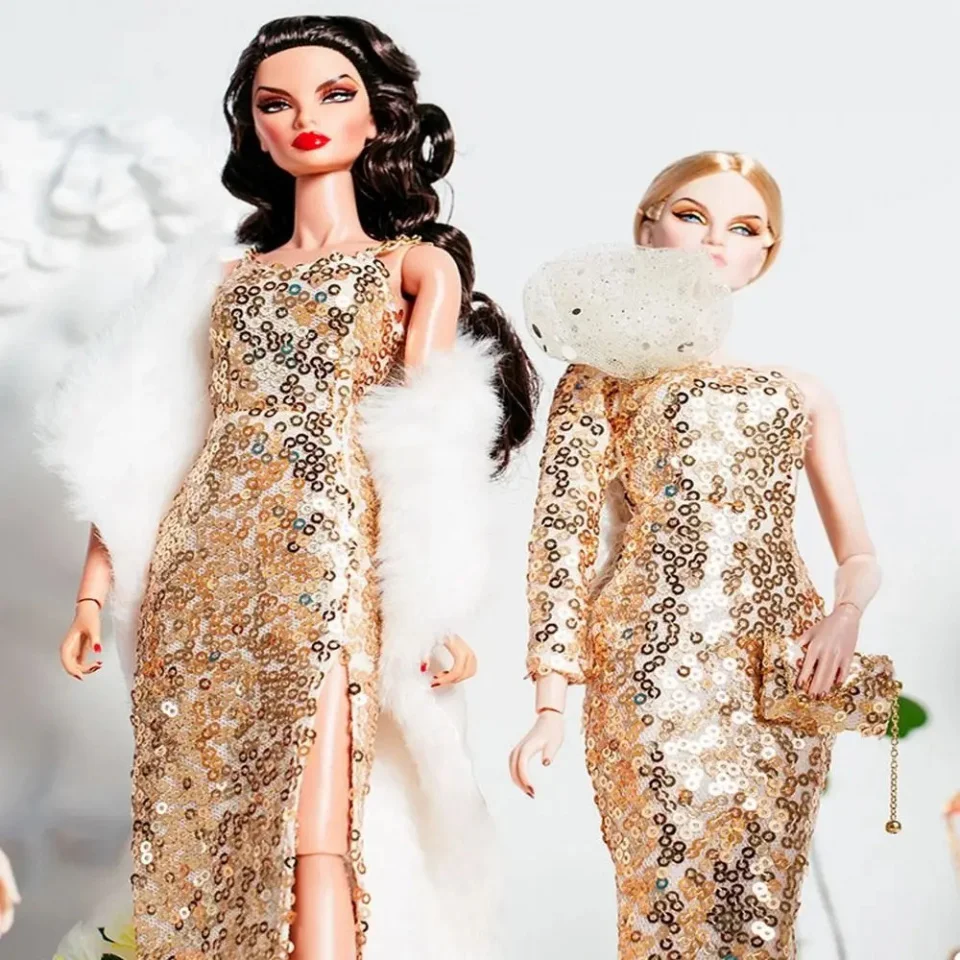 Neue Europäische Spitze Goldene Kleid Set DIY Mode Hochzeit Kleider 6 Stile Puppe Kleidung Zubehör für 30 cm BJD Puppe – Detail 13