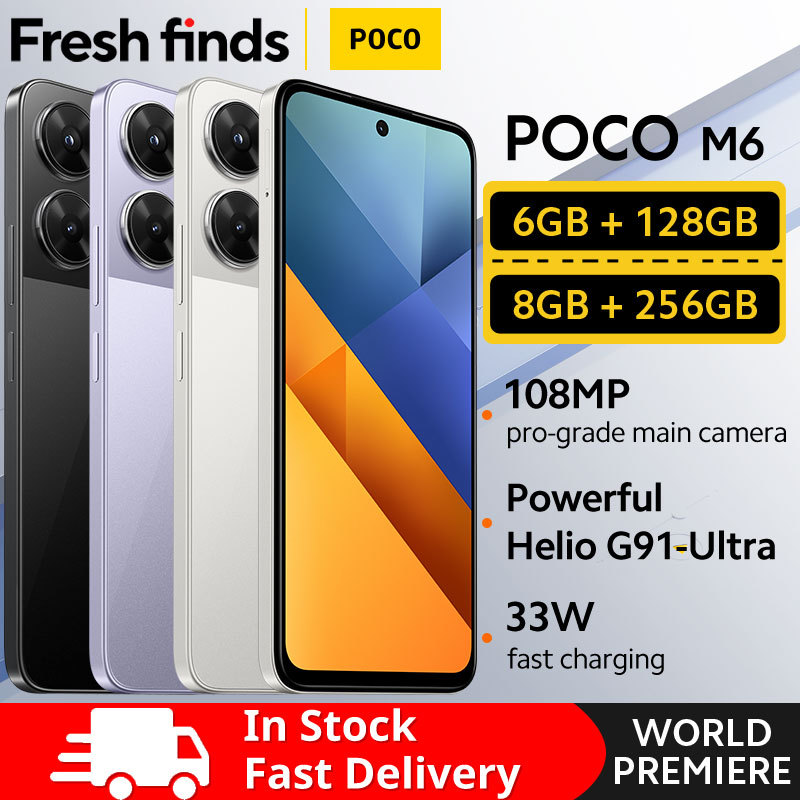 POCO M6 Global Version Smartphone 128GB / 256GB MediaTek Helio G91 Ultra 6.79'' 90Hz Display 33W Fast Charging 5030mAh 108MP NFC