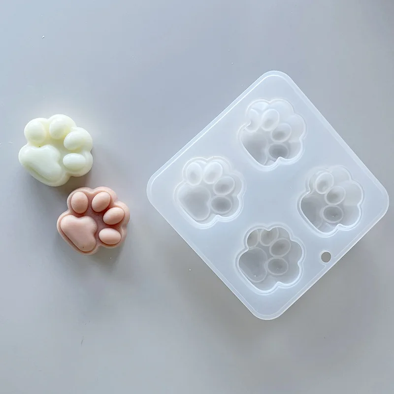 귀여운 발 실리콘 캔들 몰드, 아로마 캔들 강아지 발 고양이 발 모양 비누 몰드..