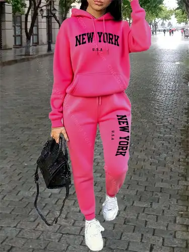 NEW YORK Women Sweatsuit Autumn Winter Two Piece Set Hoodie Pants High quality Loose Fashion Streetwear Ladies Tracksuit Outfits - Image 11