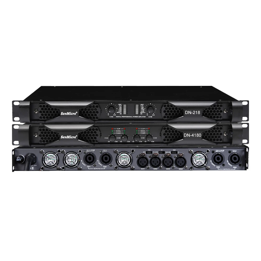 SenMicre DN4180 디지털 파워 앰프 4x1800W 8옴 4채널 사운드 앰프 오디오 서브우퍼 AMP4x3500w 4옴 라인 어레이 스피커