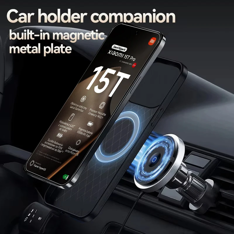 Luxury Leather Shockproof Magnetic Phone Case with Car Holder