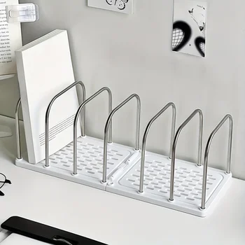 1 PZ Scaffale da scrivania moderno e minimalista per ufficio, piccolo supporto per libri verticale diviso, adatto per riporre file, libri, ecc.