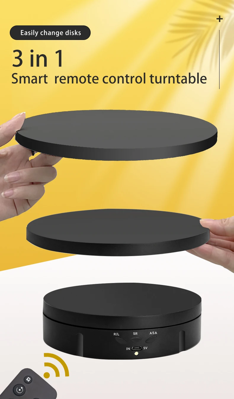 Description Picture 2 of item3 Speeds Electric Rotating Visualizer 360° Turntable Regulation USB Charge Display Stand For Video Shooting Prop Jewelry Shoes