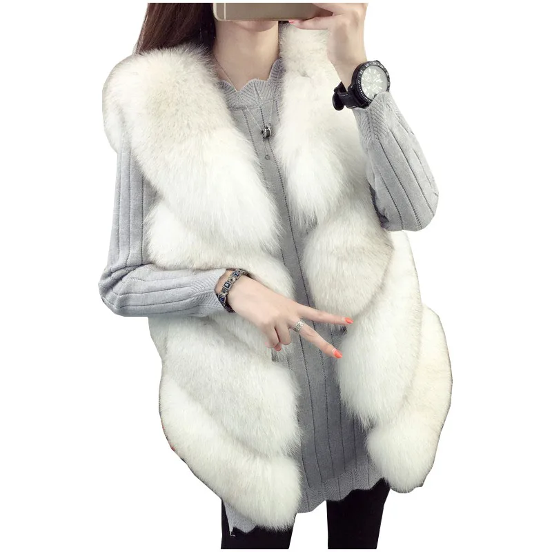 

Ladies Fur Vest Jacket autumn Winter Nice New Women Faux Fox Fur Slim Thicken Warm Fur Waistcoat Sleeveless Casual Vest Top F175