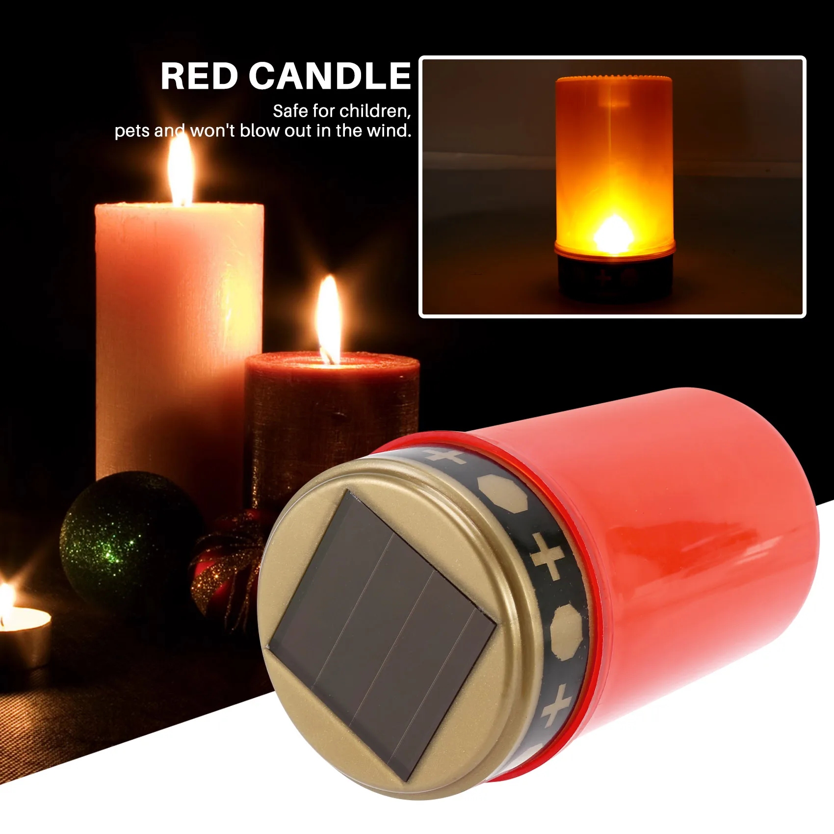 Grave Candle for Cemetery Grave Solar Lights with Lighting LED Light Various Wind