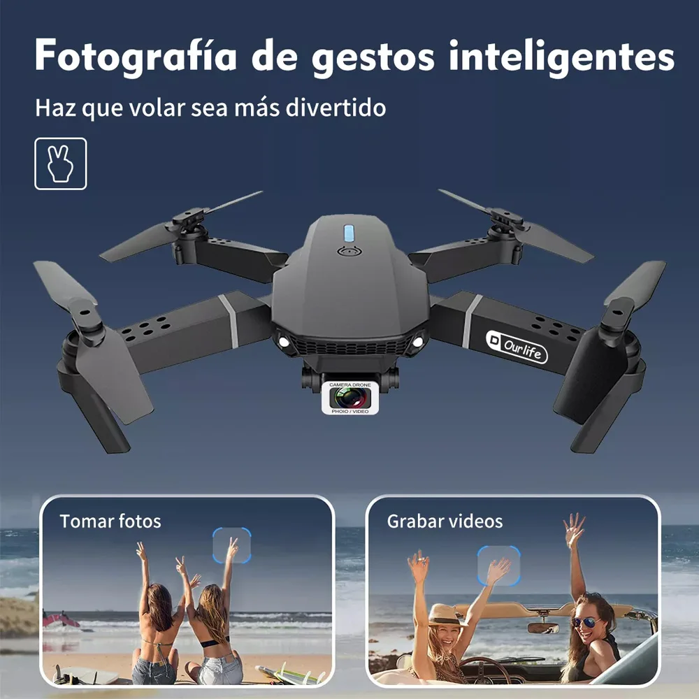 Drones caméra 4K E88 gran angular, cámara HD 1080P, WiFi, drone fpv, mini dron,Soporte de altura, plegable, RC, cuadricóptero, juguetes para niños