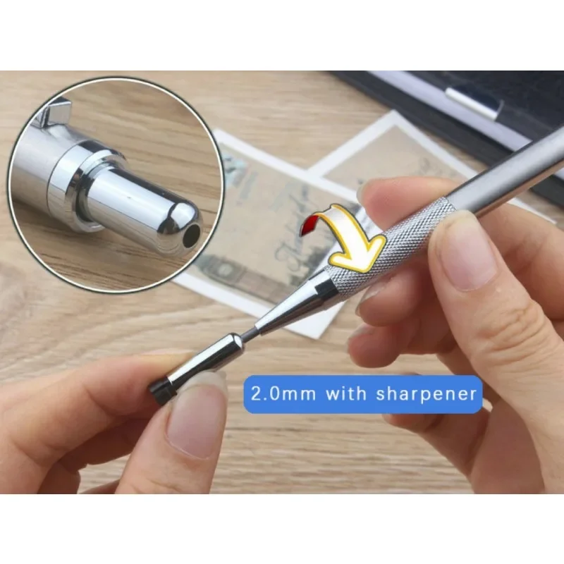 Mechanical Pencil Metal Mechanical Pencil 0.3/0.5/0.7/0.9/1.3/2.0mm Drawing Automatic HB Pencil Set Leads Office School Writing Art Supplies