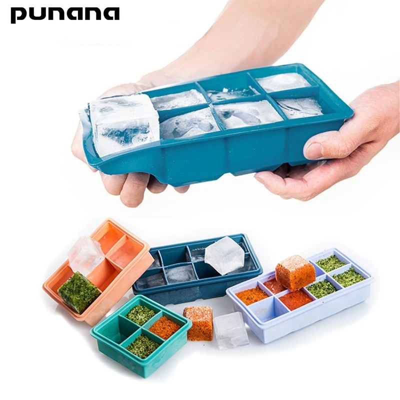 Punana Ice Cube Tray Silicone with Lids  Flexible Ice Molds for Cocktails Whiskey Beverages,Baby Food, BPA-free