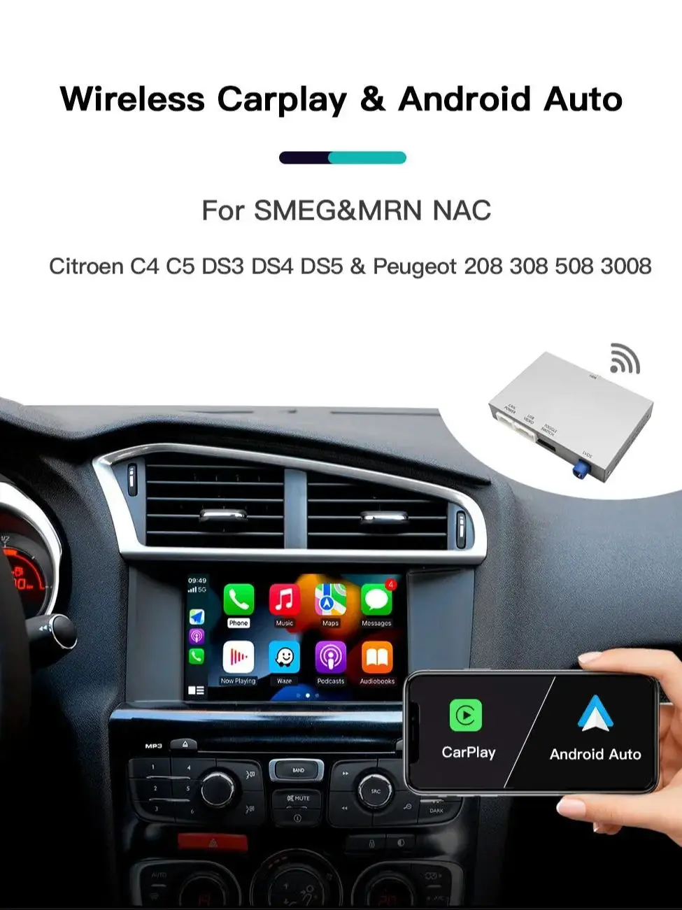 Carplay and Android Auto module For SMEG Citroen C4 C5 DS3