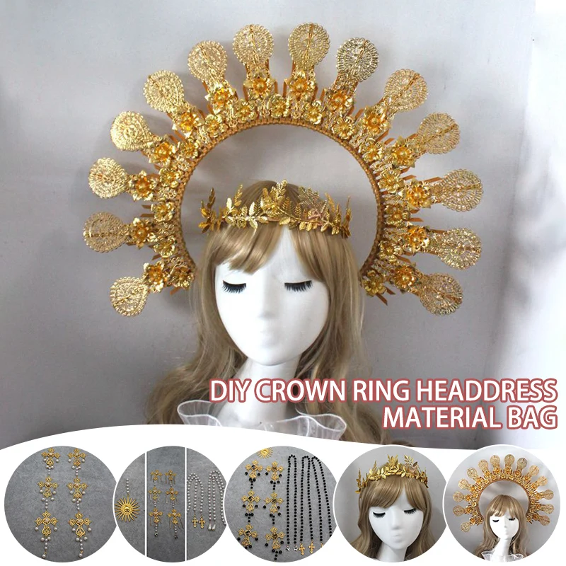 Baroque Headband DIY Material Gothic Lolita Crown Headband Gorgeous Vintage Church Mary Sun Goddess Tiaras DIY Headpiece vicious mary – vicious mary 1 cd