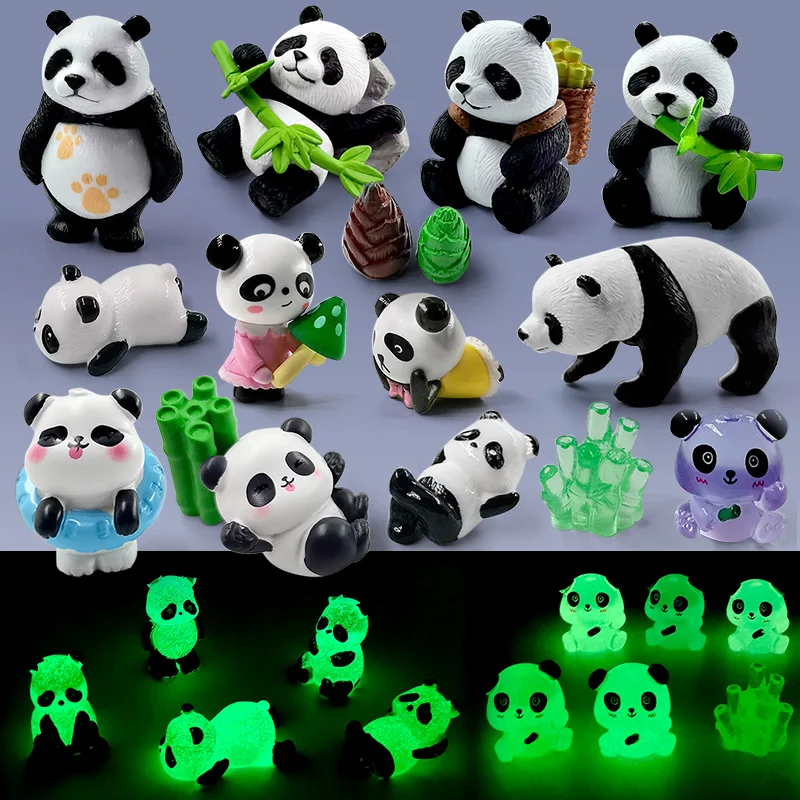 4Pcs New Panda Figurine Diy Home Kawaii Room Decor Miniature Fairy Garden Decoration Accessories Modern Children's Birthday Gift