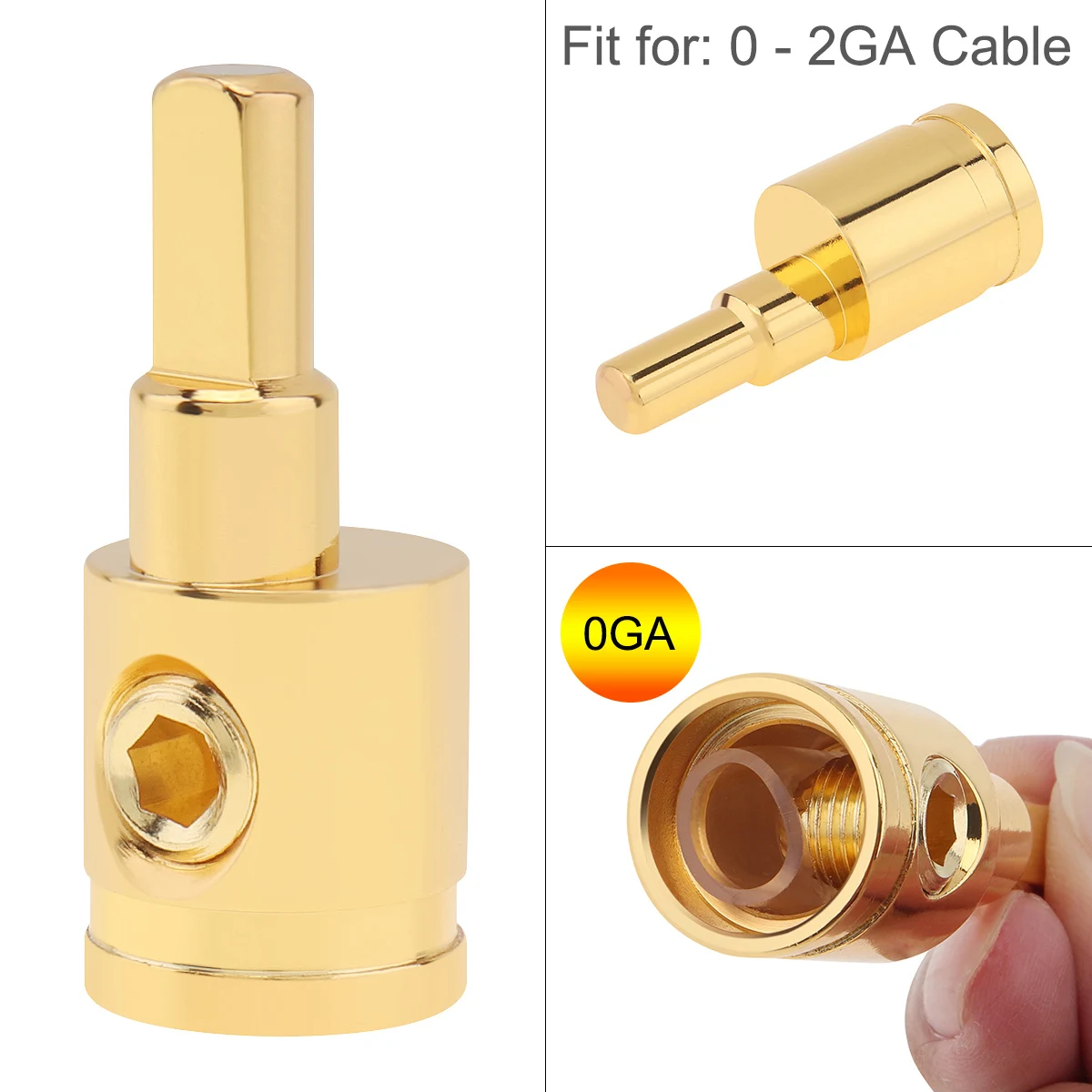 

Amp Input Reducer 0 Gauge to 2 Gauge Wire Reducer Power/Ground GA adapters Nickel Plated Brass Battery Ring Terminals