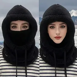 Thermal Windproof Balaclava Ski Hood - Polar Fleece Adjustable Winter Face Mask & Neck Cover (Black)