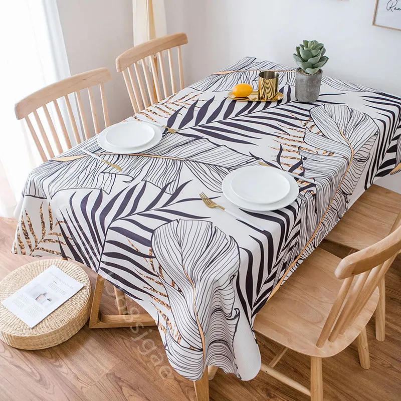 

Beautiful White Flower Tablecloth Waterproof Kitchen Living Room Coffee Table Cloth Home Party Table Cover Wedding Decoration