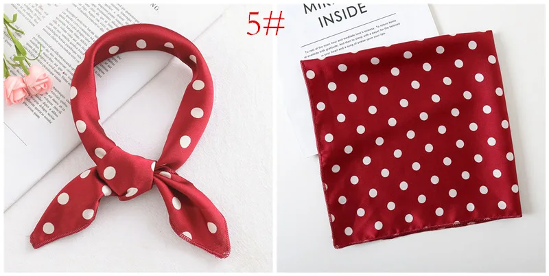 Dot Print Design Luxus Kleine 50 cm Platz Frauen Seidenschal Taschentuch Haarband Dekorieren Schals Bandana – Detail 23