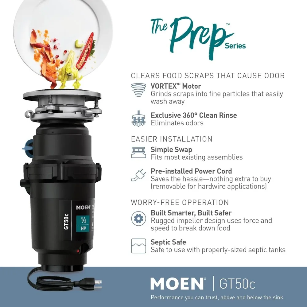 Series Disposer 1/2 Horsepower Continuous Feed Garbage Disposal featuring Fast Track Technology, Power Cord Included 3