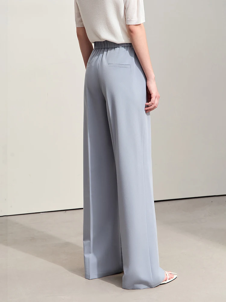 Amii Minimalism Pants For Women 2024 Summer New Solid Loose Wide-leg Oak Waist Slightly Elastic Casual Pants Female 12422045
