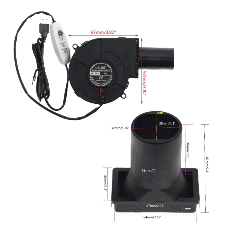 

DC5V Brushless Fan 9733 Cooling Blower 97x97x33mm USB Blower Fan PC Cooling Fan