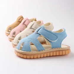 Sandales souples et plates pour garçon et fille, premiers pas, solides, à la mode, décontractées, mignonnes, ajourées, tendance, été 