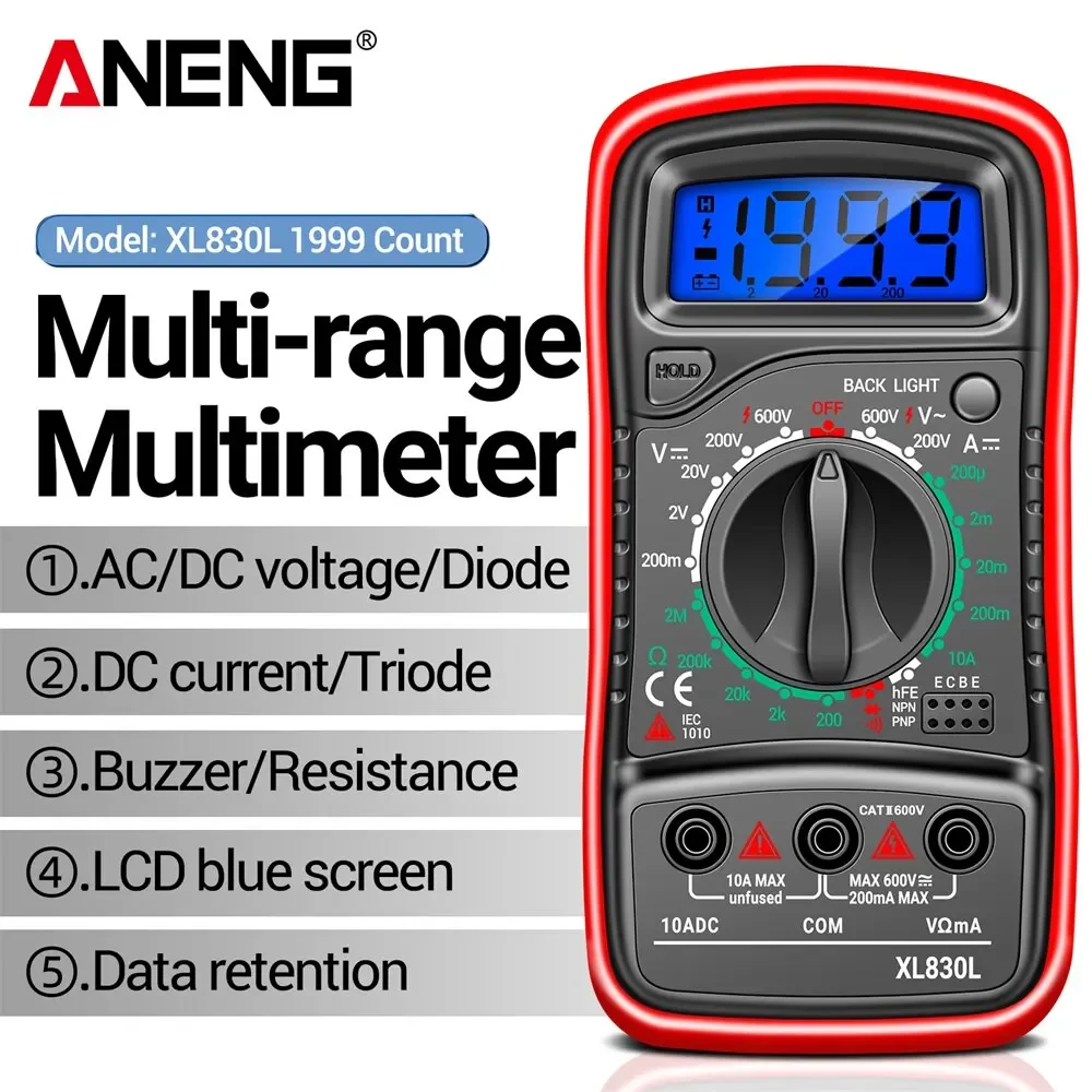 Aneng Multimetro Digitale Portatile Retroilluminazione Lcd Portatile Amperometro Ac/Dc Voltmetro Ohm Tester Di Tensione Multimetro