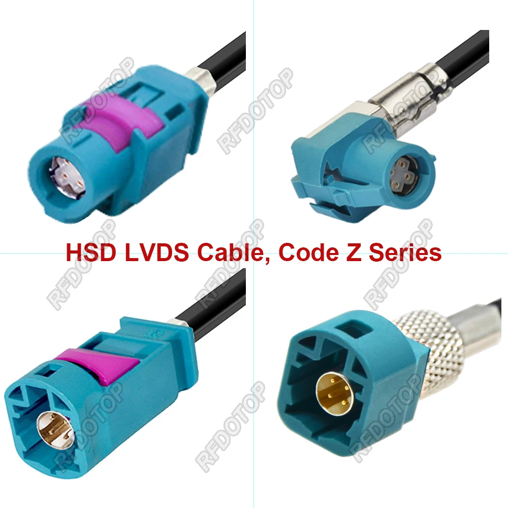 Rfdotop-hsd Lvds Código z Plugue Macho para Conector Fêmea Jack Cabo 4-core Transmissão de Sinal Veicular Cale Blindado Pinos 535