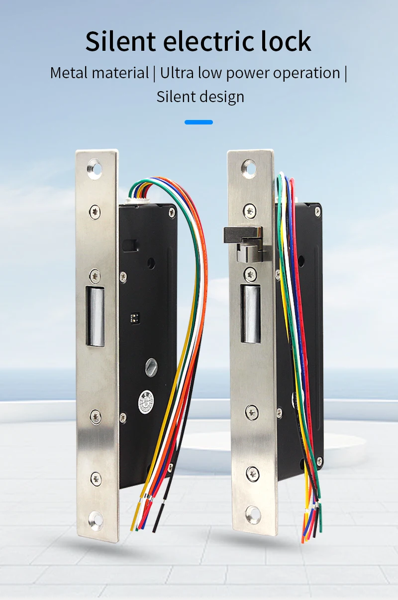 DC 12V-24V Electronic Concealed Lock Mute Motor Rim Bolt With Magnetic Door Cont