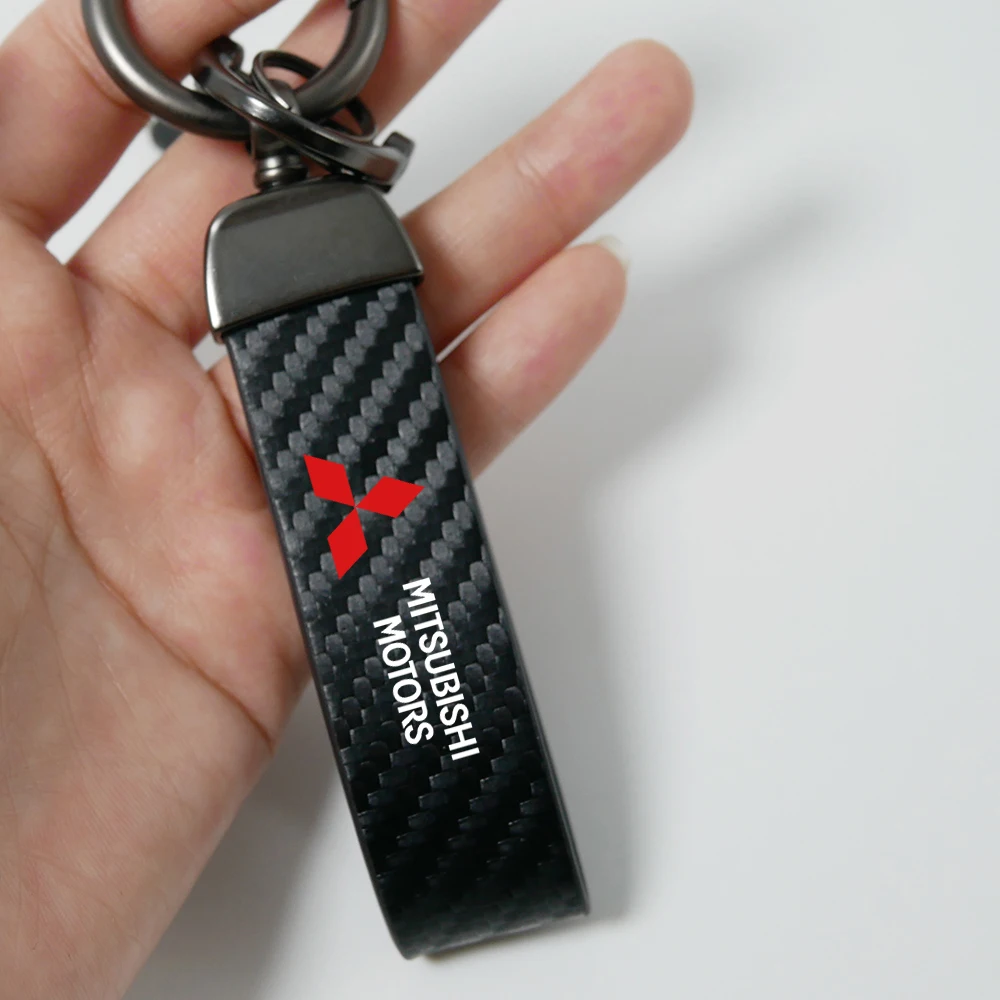 

Car Keychain Carbon Fiber Grain Keyring Motorcycle Keychain for Mitsubishi Mirage Lancer Ex Evo ASX Xpander Car Accessories
