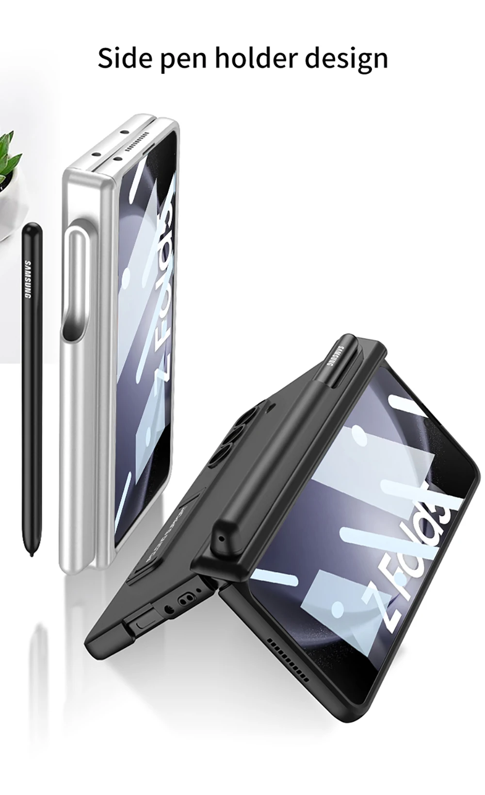 Magnetische Halterung Stift Halter Telefon Fall Für Samsung Galaxy Z Fold 5 5G Fall Kamera Bildschirm Schutz Abdeckung Stoßfest_voghion.com