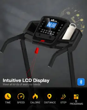 Foldable Electric Treadmill with Incline - 3.5HP Motor, Handrail Speed Control, Pulse Monitor, 12 Training Programs, Max 330lbs 5