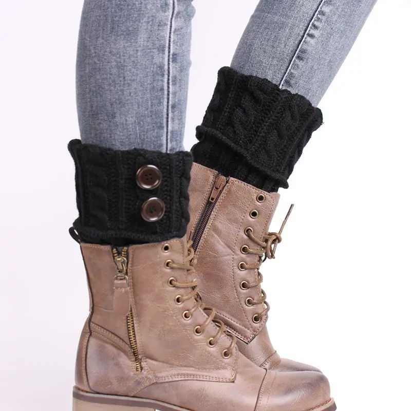 Fried Dough Twists wool socks Solid Color Women Crochet Boot Leg Warmers Boot Cover Keep Warm Socks Toppers Gaiters leg warmers fur leg warmers