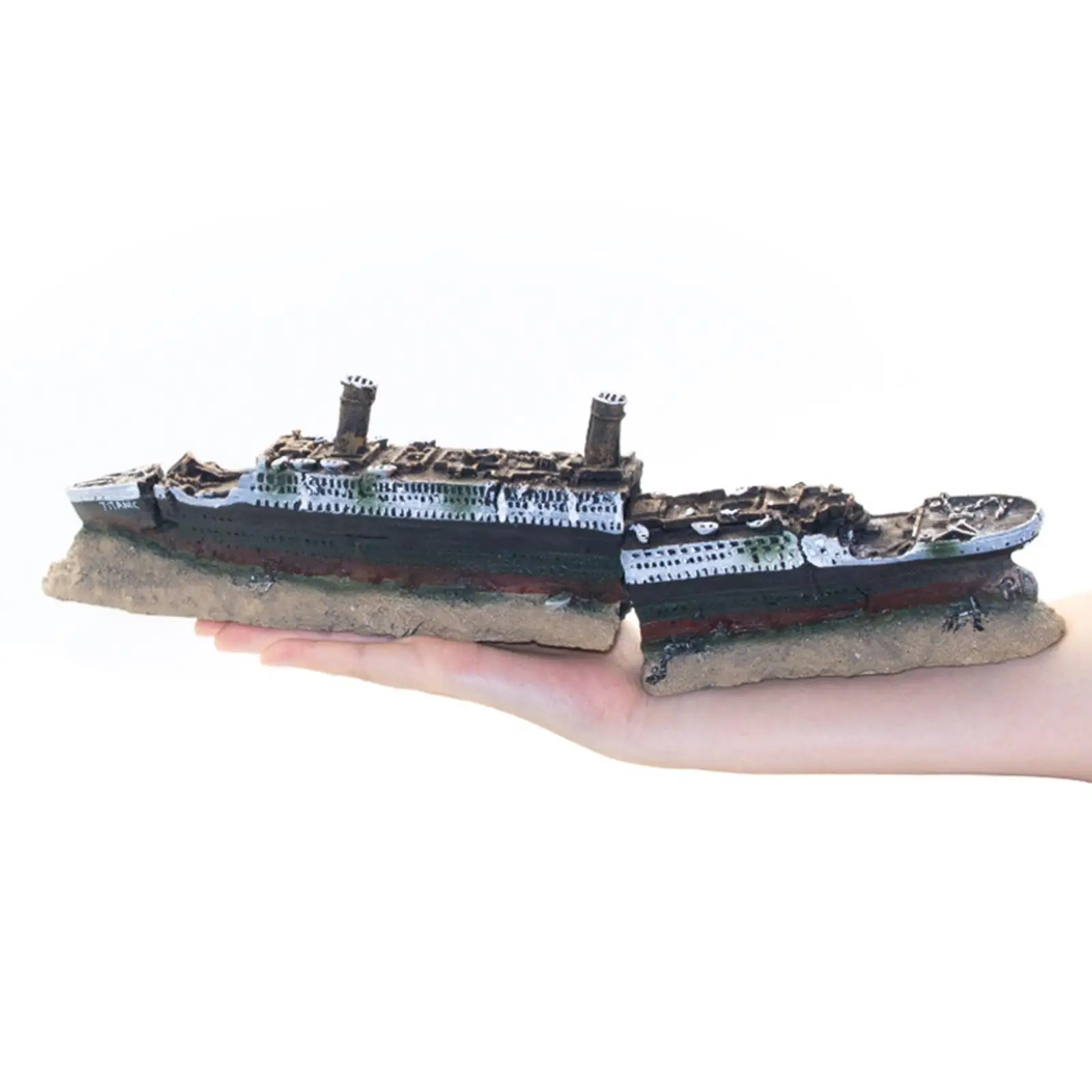 Aquarium Titanic Shipwreck Ornament Landscape Decorations 38x6x9cm