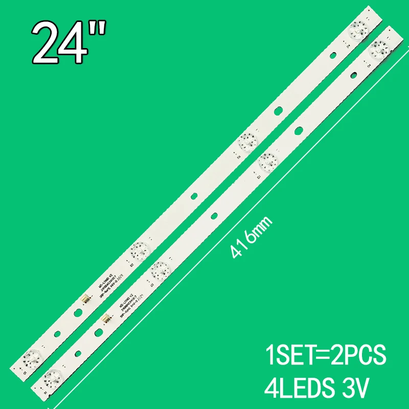 2pcs 416mm 4LEDs 3V For 24