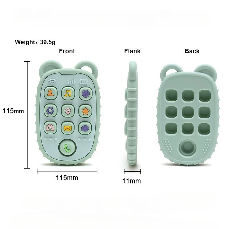부드러운 실리콘 전화 원격 제어 Teether 장난감 BPA 무료 곰 모양의 간호 젖니가 남 장난감 감각 개발
